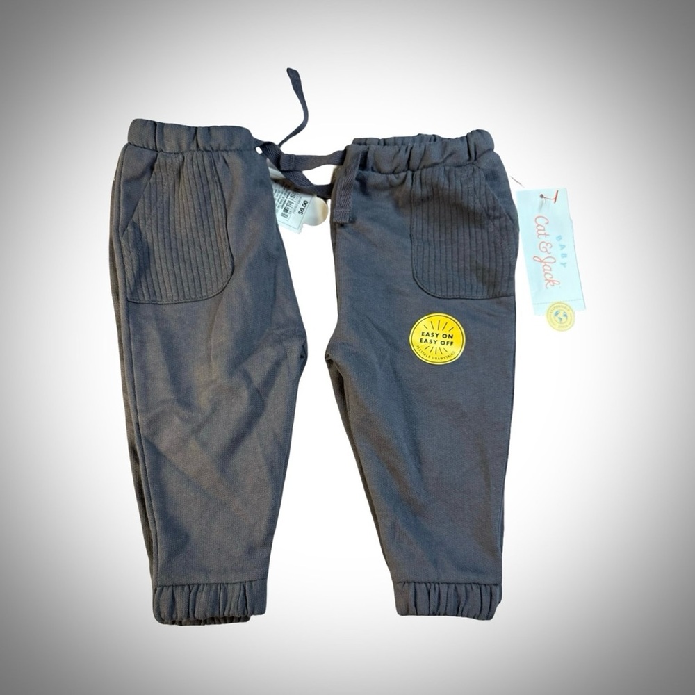 Cat & Jack Dark Grey Cozy Joggers Bundle 0-3M